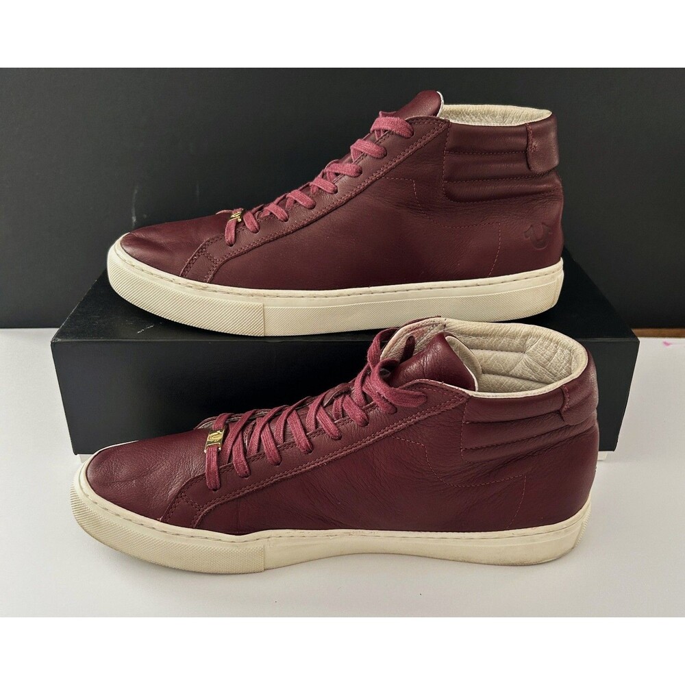 True Religion Men’s Hi-Top  Leather Sneakers Size 12 Ox Blood EC + FREE 🎁